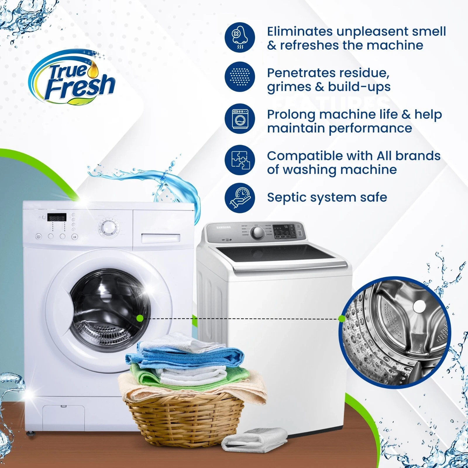 True Fresh Washing Machine Cleaning Tablets 25 Pack – Washer Cleaner Tablets