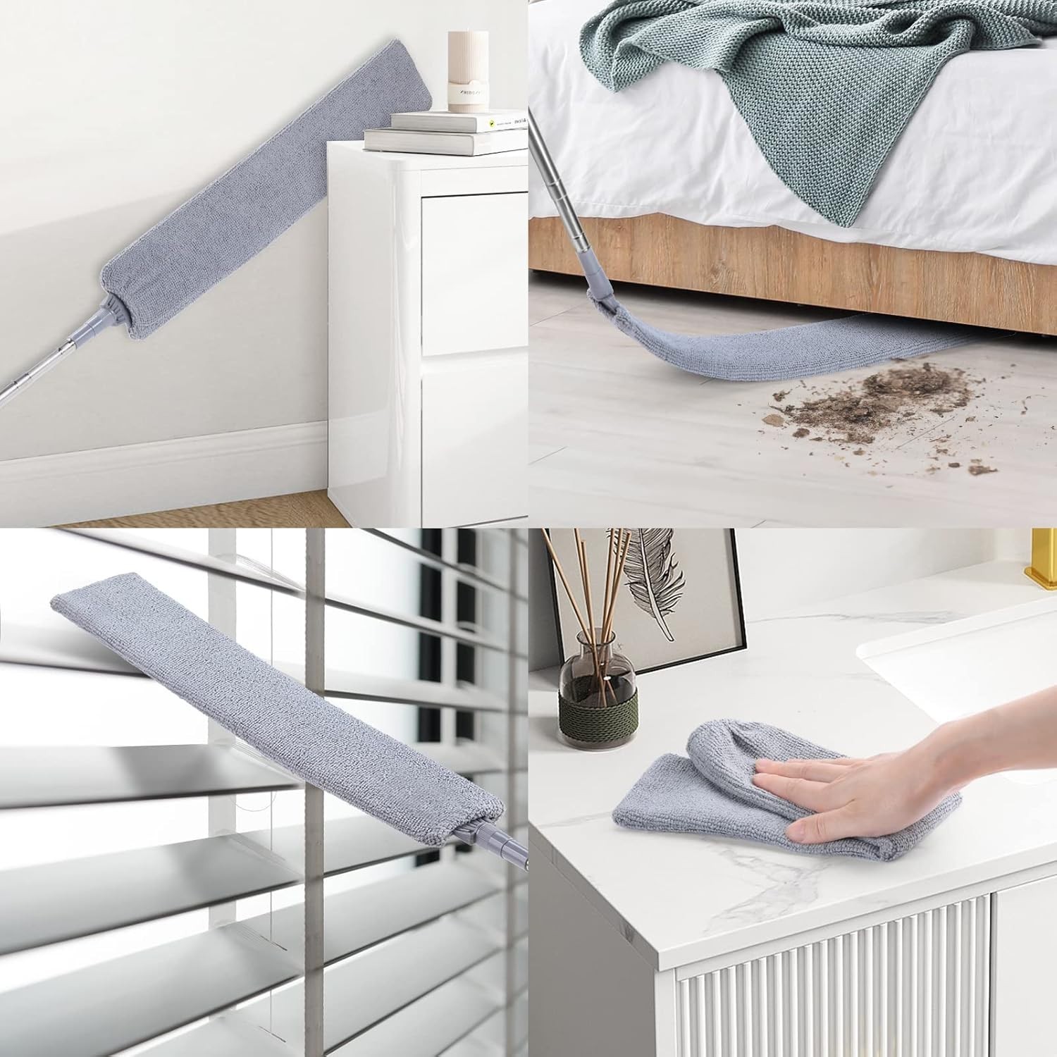 Retractable Gap Dust Cleaner with 3 Microfiber Dusting Cloths & 30-100 inch E…