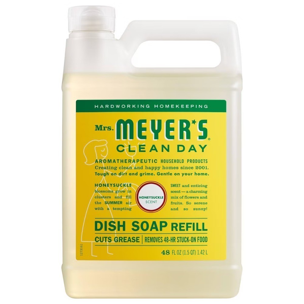 Mrs. Meyer’s Clean Day Honeysuckle Scent Dish Soap Refill 48 floz:Removes Grease