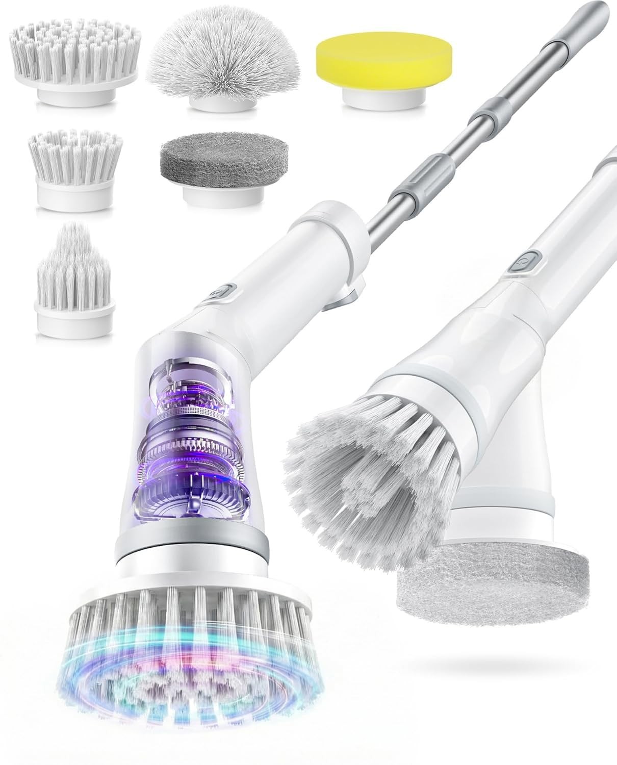 6-in-1 Electric Spin Scrubber, Cordless Power Scrubber with 47.2″ Long Extend…