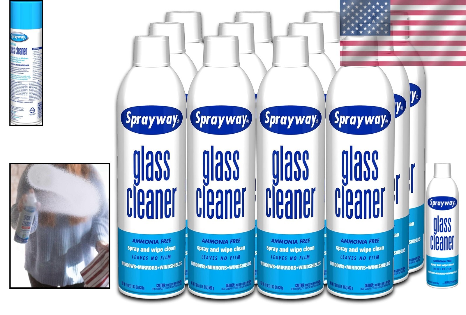 Streak-Free Foam Aerosol Glass Cleaner – 19oz, 12 Count for Professional Results