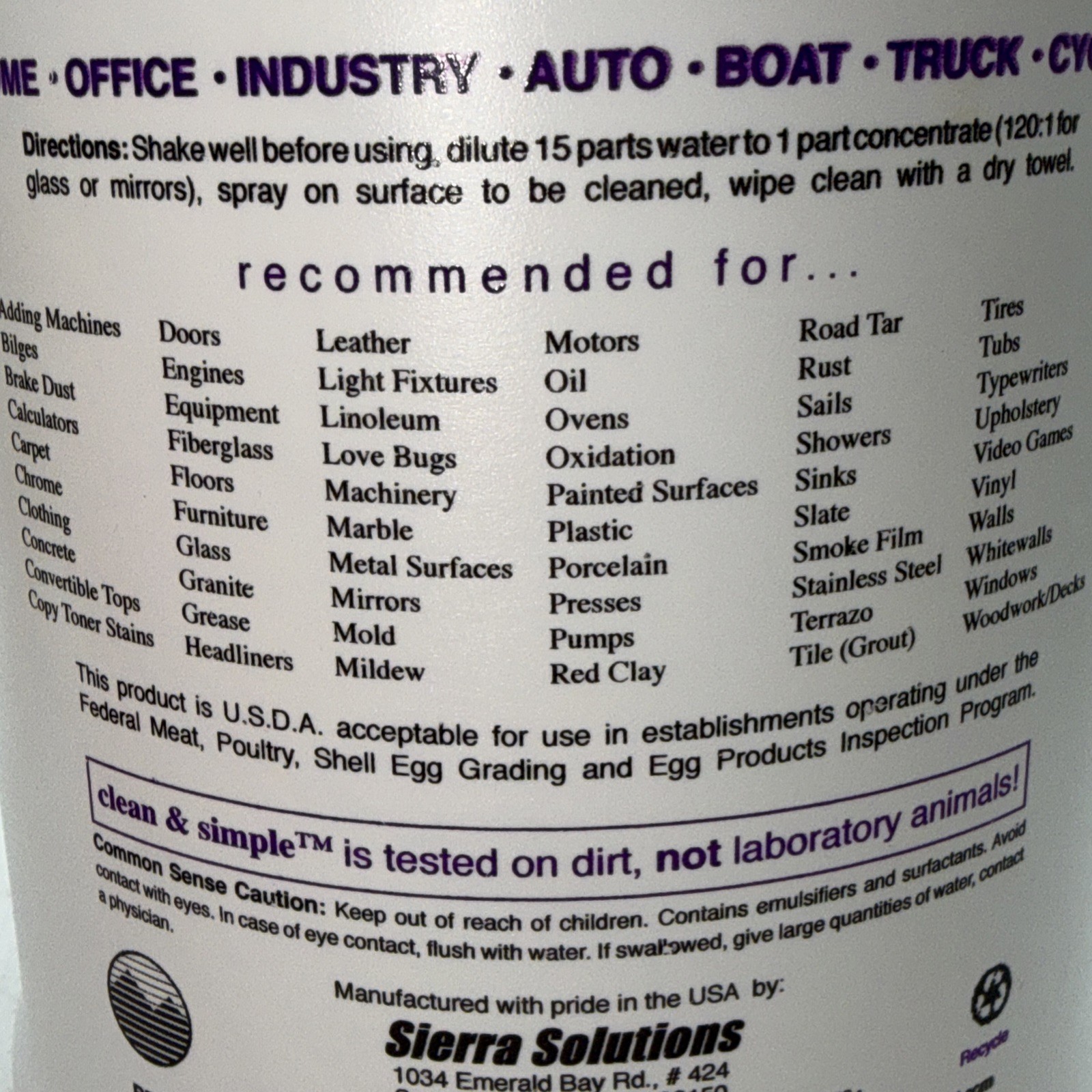 All-Purpose Household Cleaner Clean & Simple™ SUPER CLEANER Concentrate