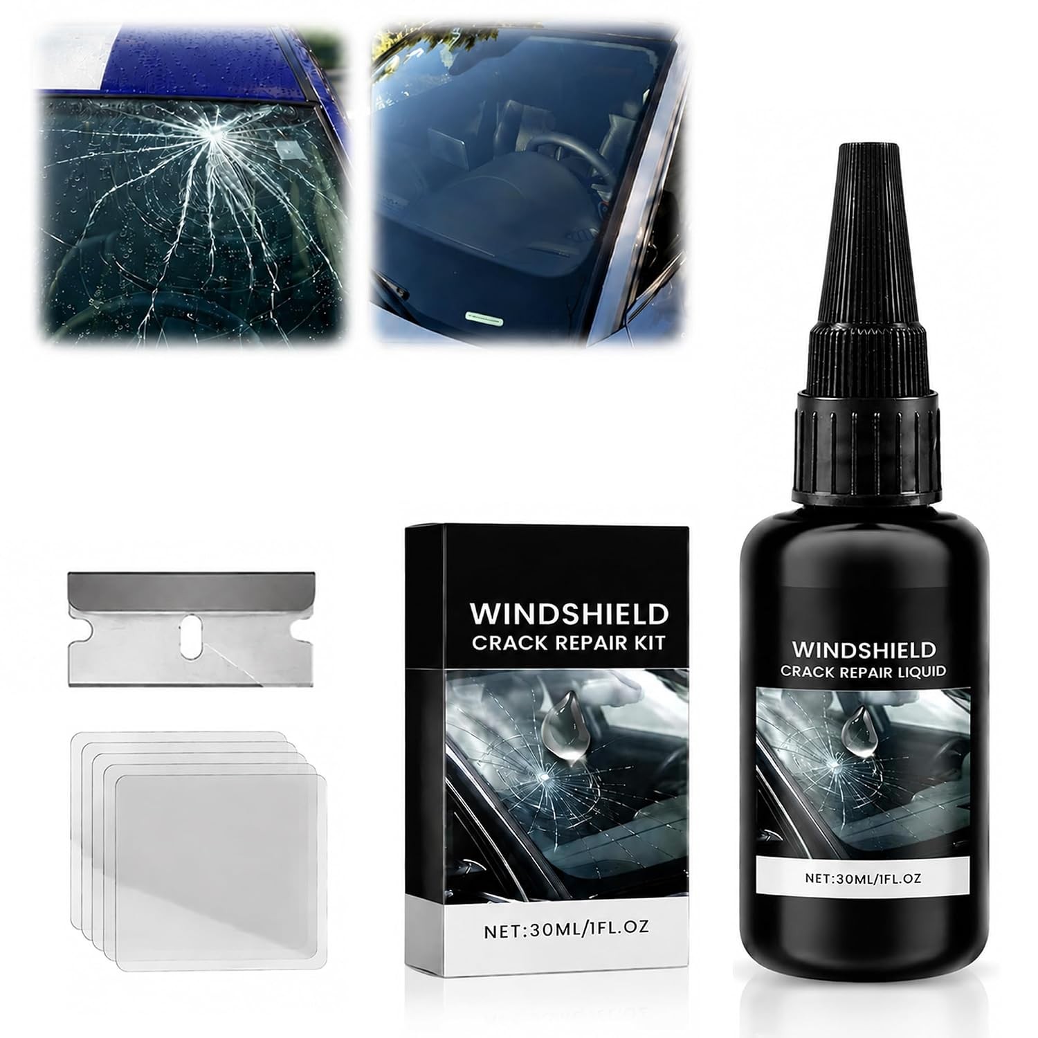 Windshield Crack Repair Kit Automotive Windshield DIY Resin Formula Fast Cure