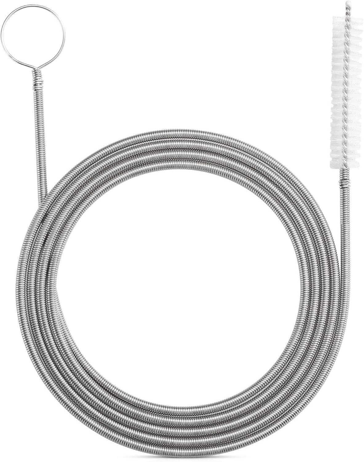 Stainless Steel 61-Inch Drain Brush – Soft Nylon Bristles for Gentle Pipe Care