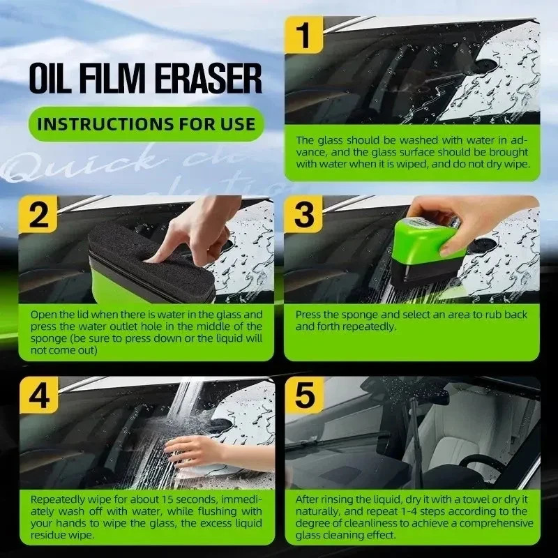 150ml Car Glass Oil Film Remover – Windshield Cleaner Brush, Water Repellent