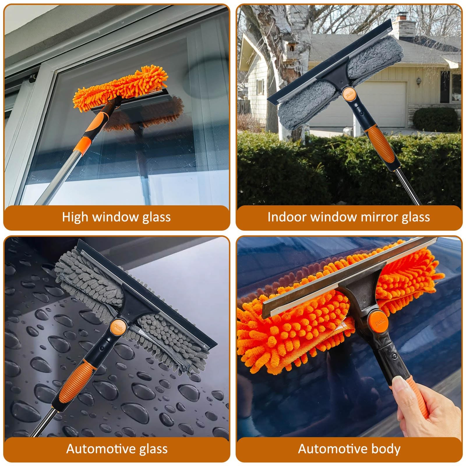 20 ft+ Reach Squeegee Window Cleaner Duster 2 in 1 Rotatable Window Cleaning …