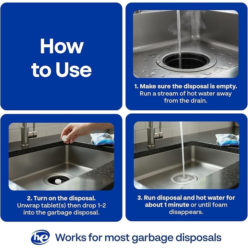 4-in-1 Garbage Disposal Cleaner Odor Neutralizer Citrus Scent USA Made Easy Use