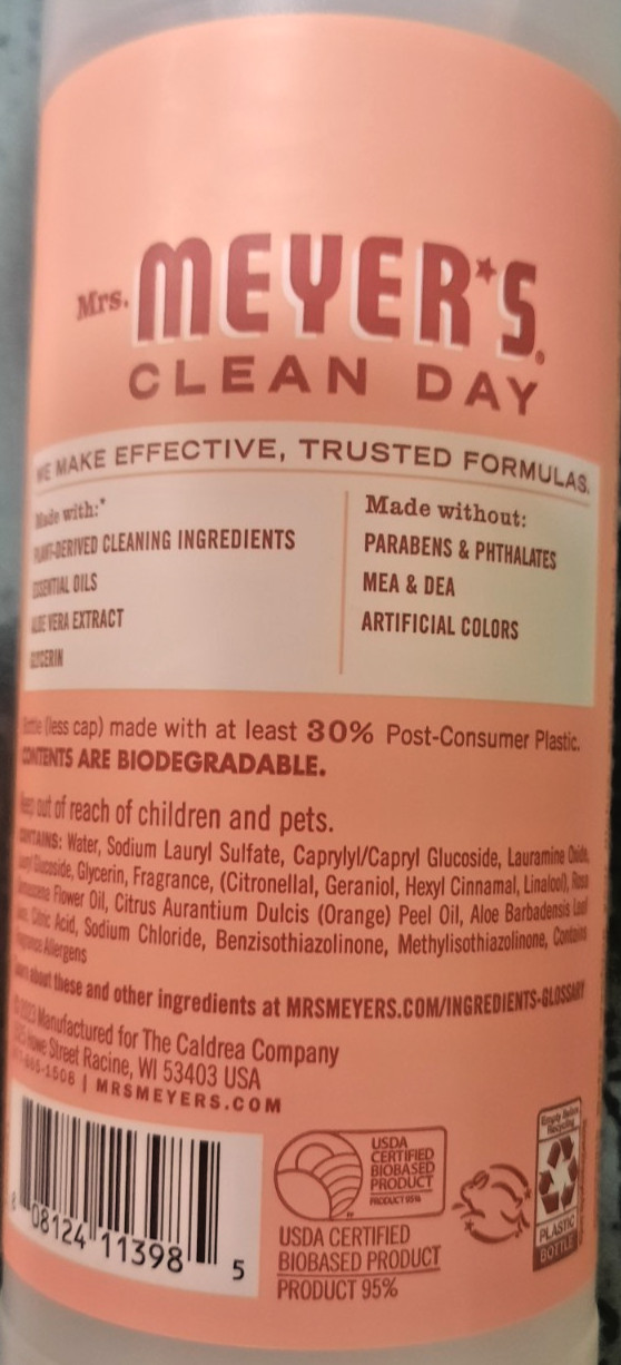 4X BRAND NEW MRS. MEYER’S CLEAN DAY ROSE SCENTED LIQUID DISH SOAP 16 OZ BOTTLES