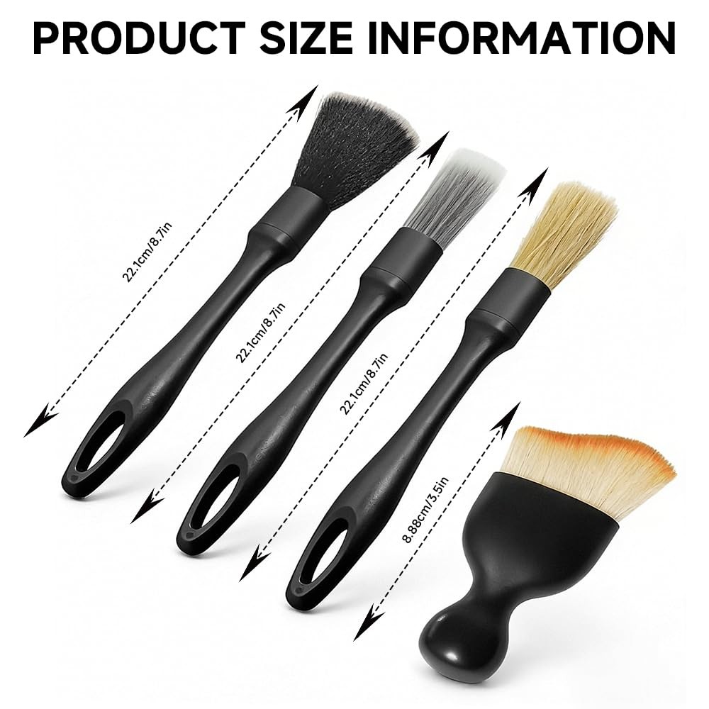 4 PCS Car Detailing Brush Set, Detailing Dusting Tool Kit, Detail Brushes Car…