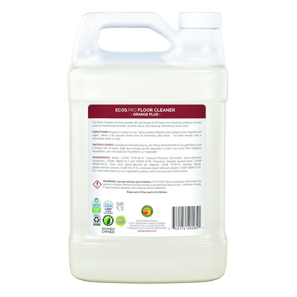 Ecos Pro Pl9295/04 Floor Cleaner,Orange,Liquid,Pk4