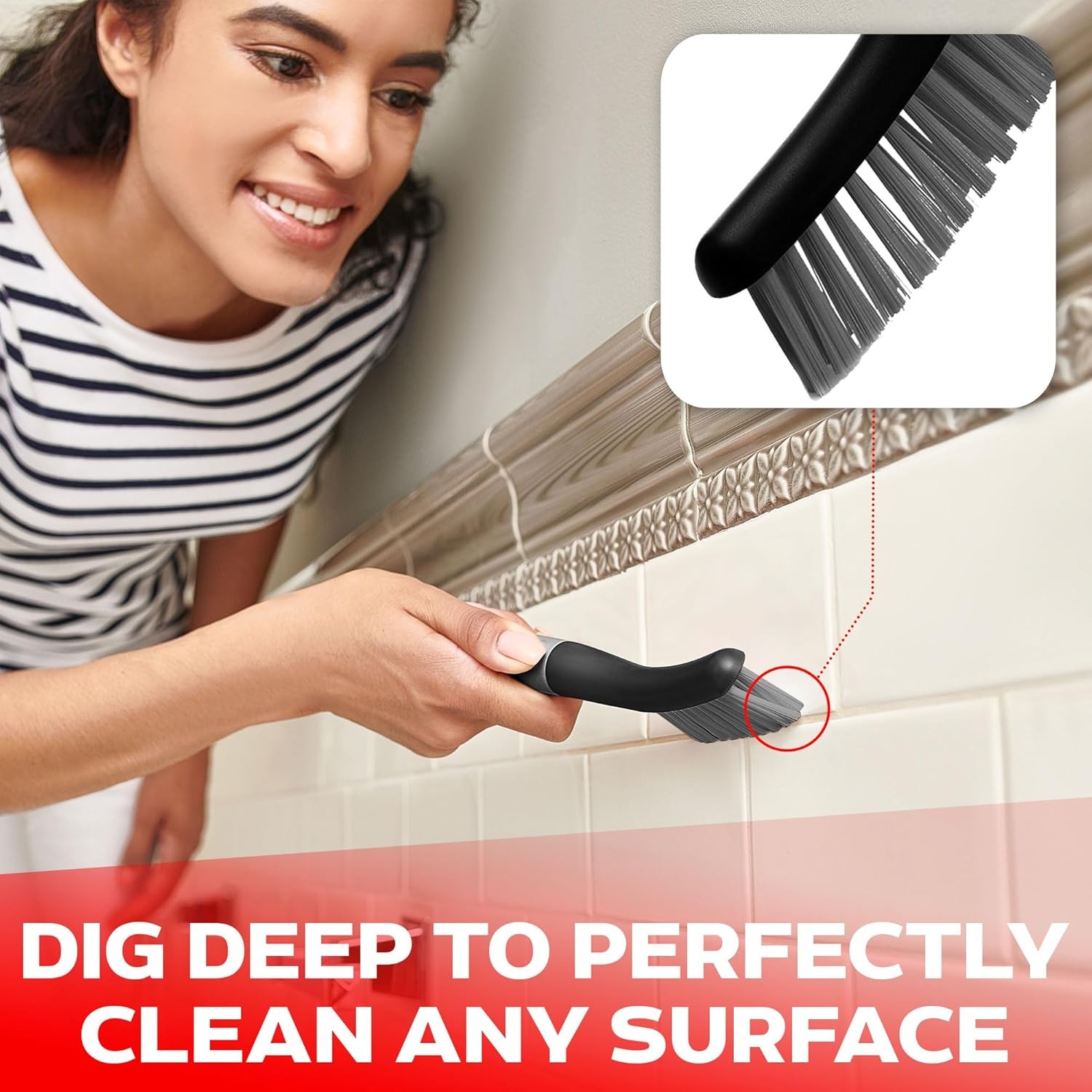 3-piece brush set – Shower cleaning brush with ergonomic handle