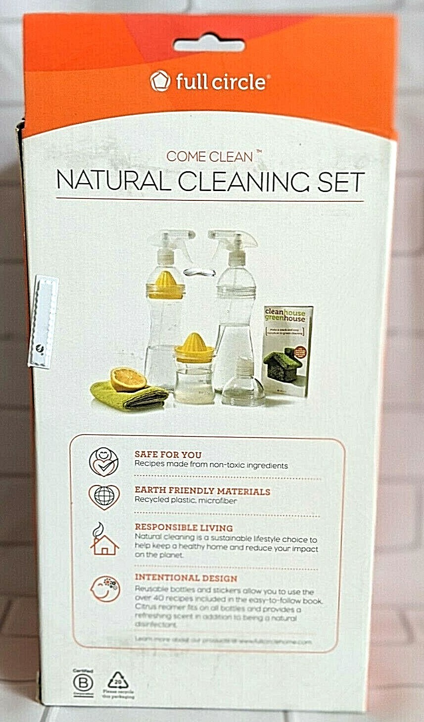Full Circle Come Clean Natural Cleaning Set For A Baby/Pet Friendly BPA Free NEW