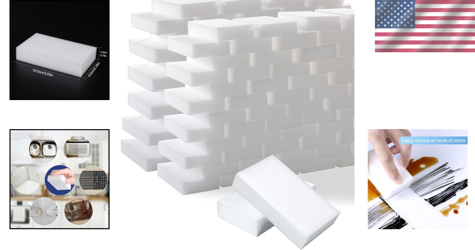 Antimicrobial Melamine Cleaning Sponges – 100 Count for Effortless Cleaning