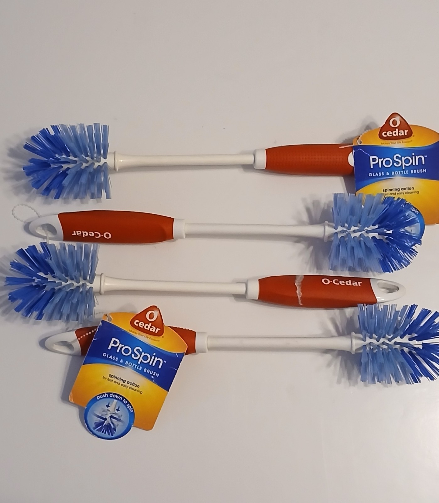 (Lot of 4) O-Cedar ProSpin Bottle & Glass Brush (Spinning Action for Bottles)