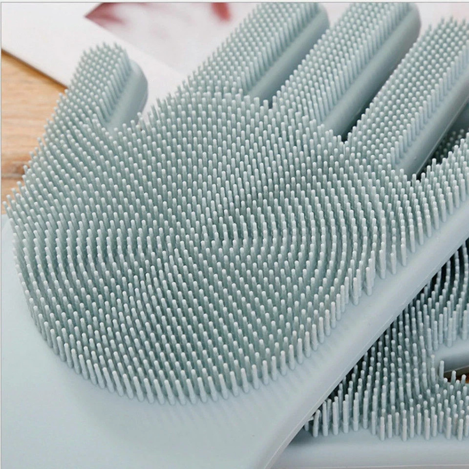 US 1 Pairs Silicone Cleaning Brush Scrubber Gloves Heat Resistant Dish Washing