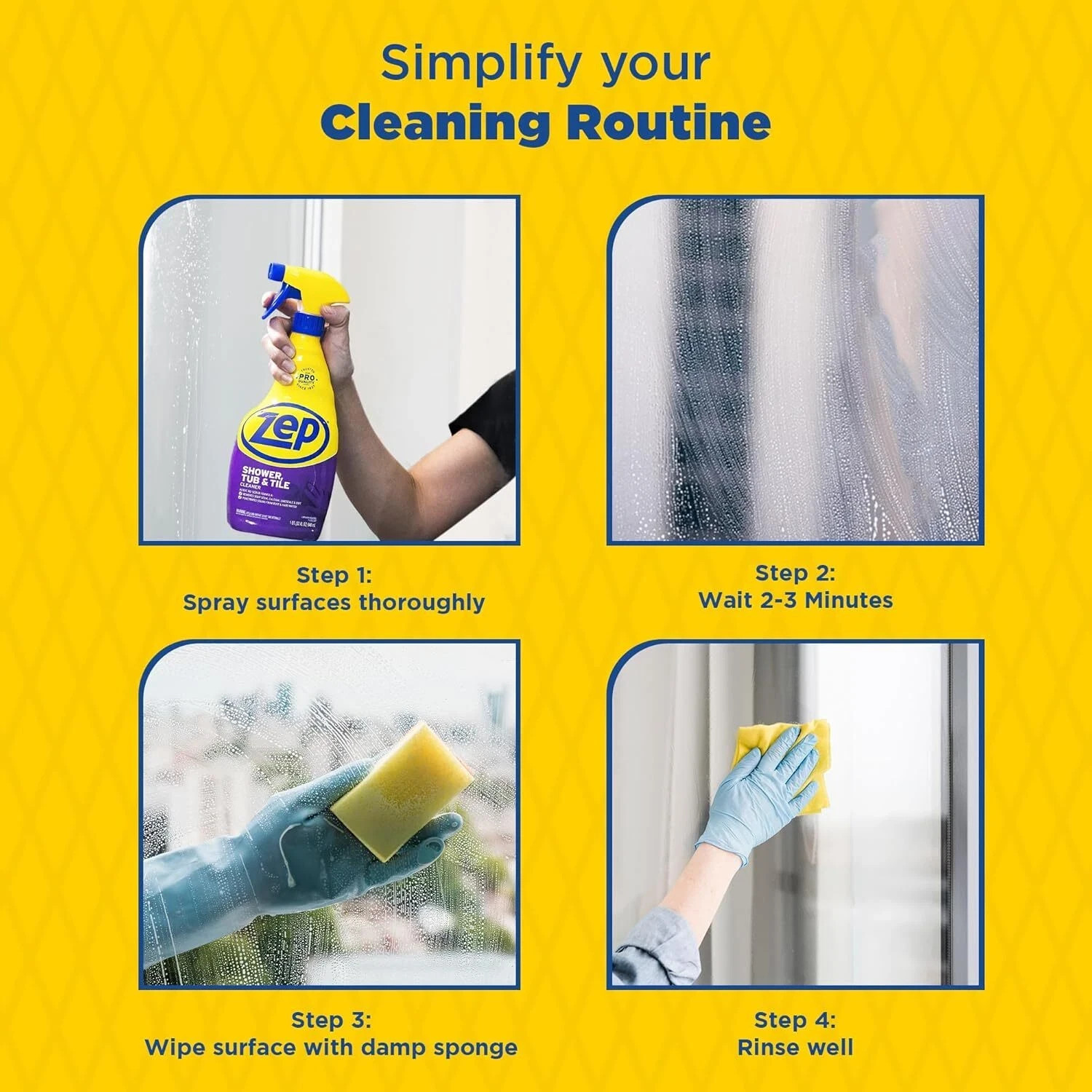 Zep Shower, Tub and Tile Cleaner 32-fl oz Bathtub Cleaning Bathroom Spray Clean