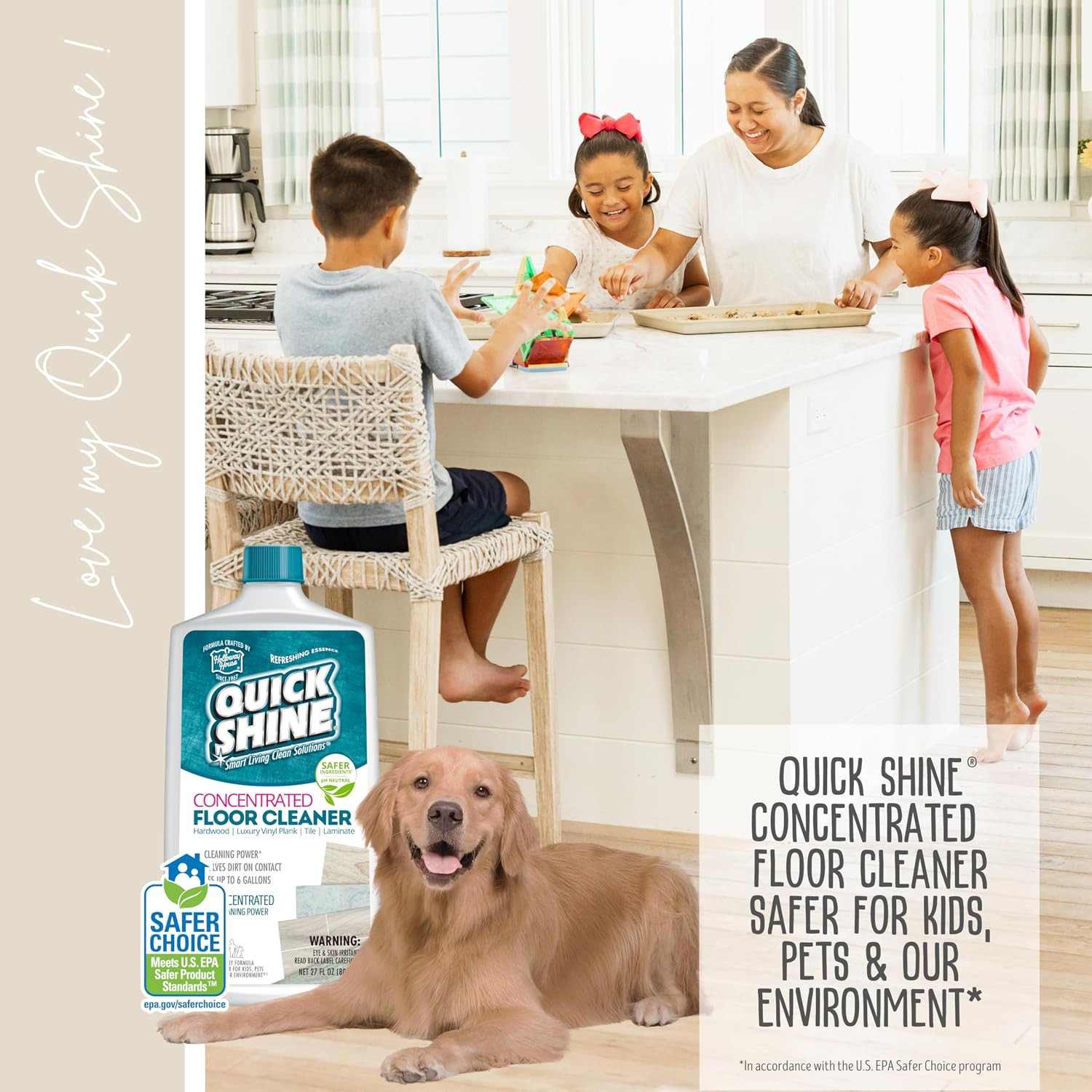 Quick Shine Concentrated Floor Cleaner 27 Oz Makes 27 Gallons Hardwood Tile