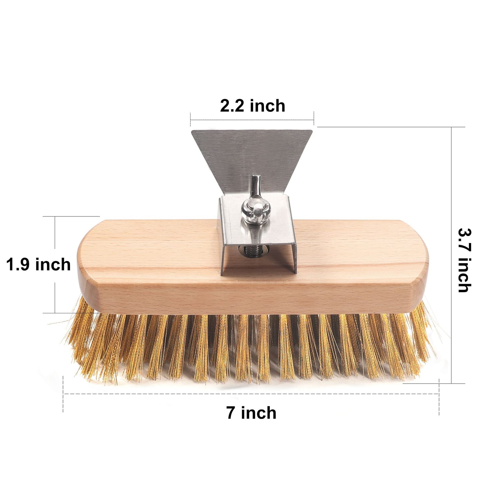 Pizza Oven Brush 7 Inch Brass Bristles Brush Head and Scraper