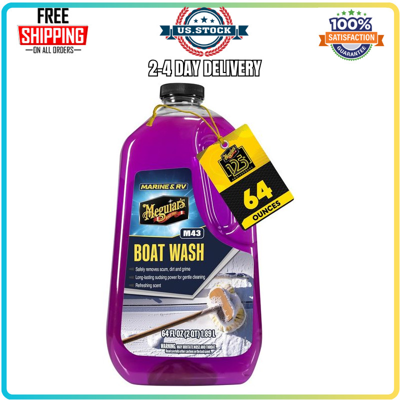Meguiar’s M43 Boat RV Wash 64oz pH Balanced Fiberglass Gel Coat Cleaner