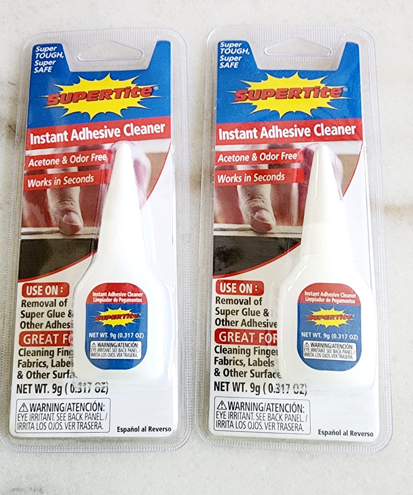 Lot 2 Supertite Instant Adhesive Cleaner Acetone, And Odor Free, Fingers, Fabric