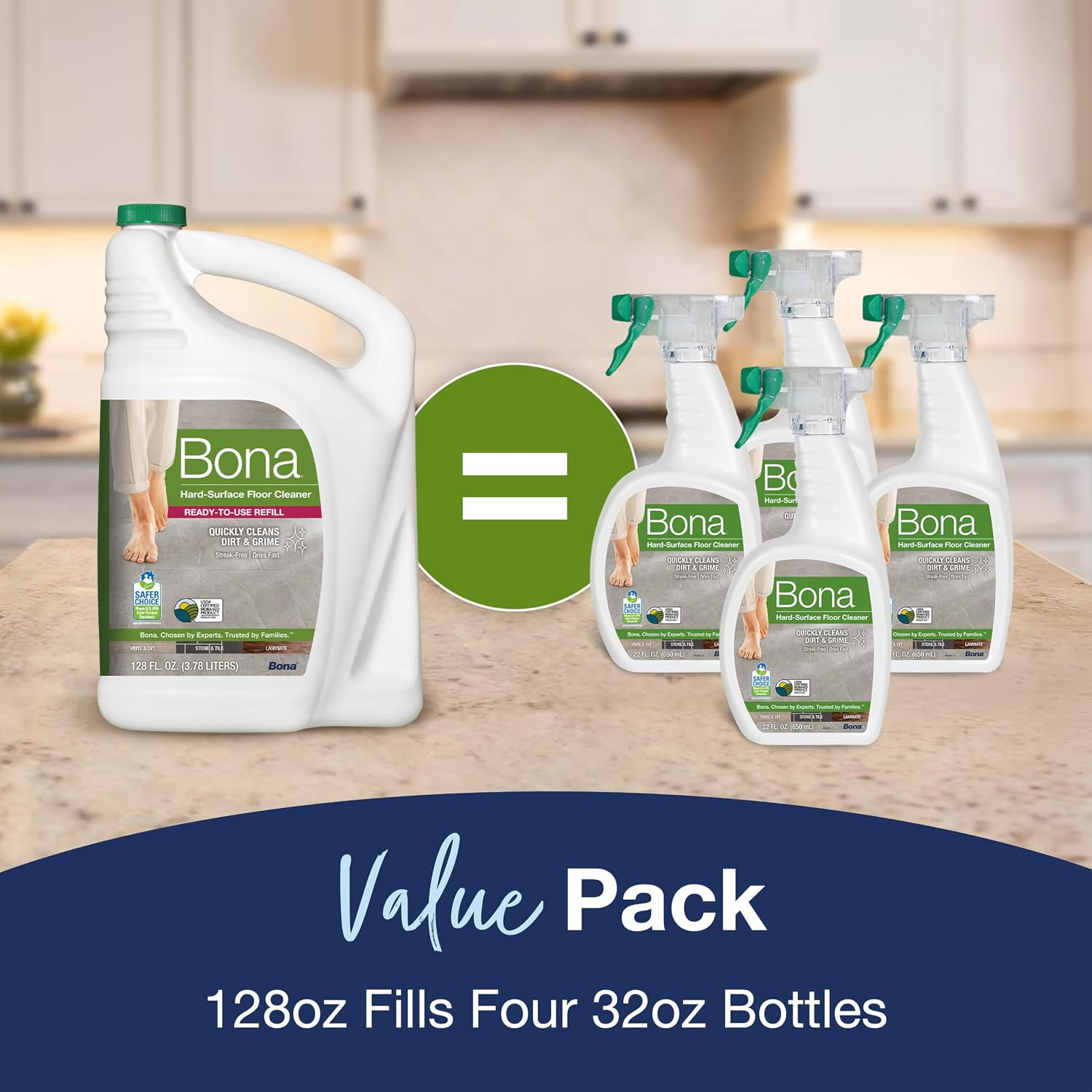 Multi-Surface Floor Cleaner Refill – 128 Fl Oz – Unscented | Refill for Spray M