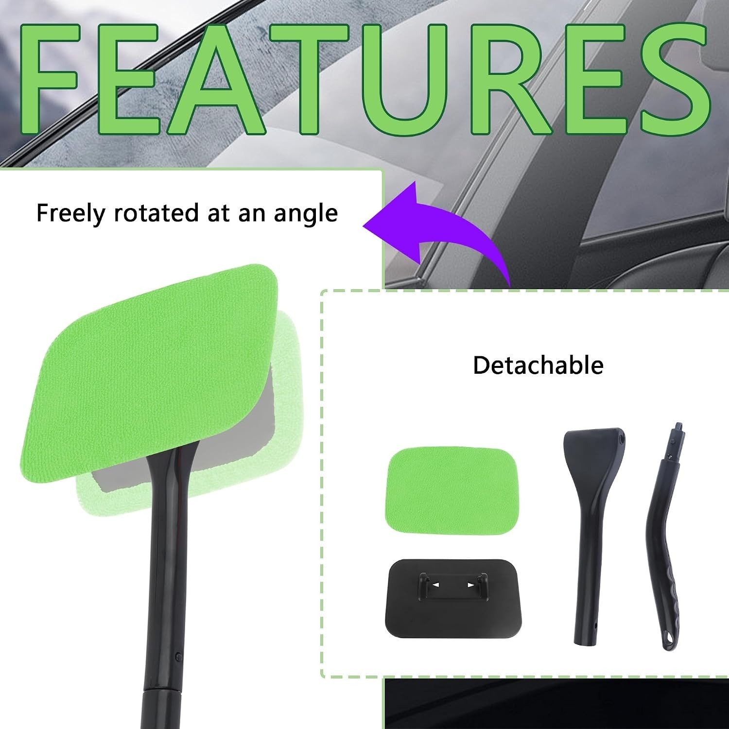 Car Window Cleaner Tool Kit,Microfiber Car Windshield Cleaner Inside with 4PC…