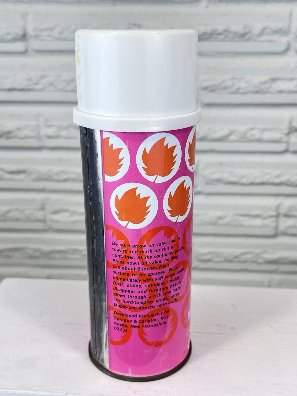 Vtg Maple-Lee Furniture Polish Aerosol 14oz Advertising Graphics Movie Prop