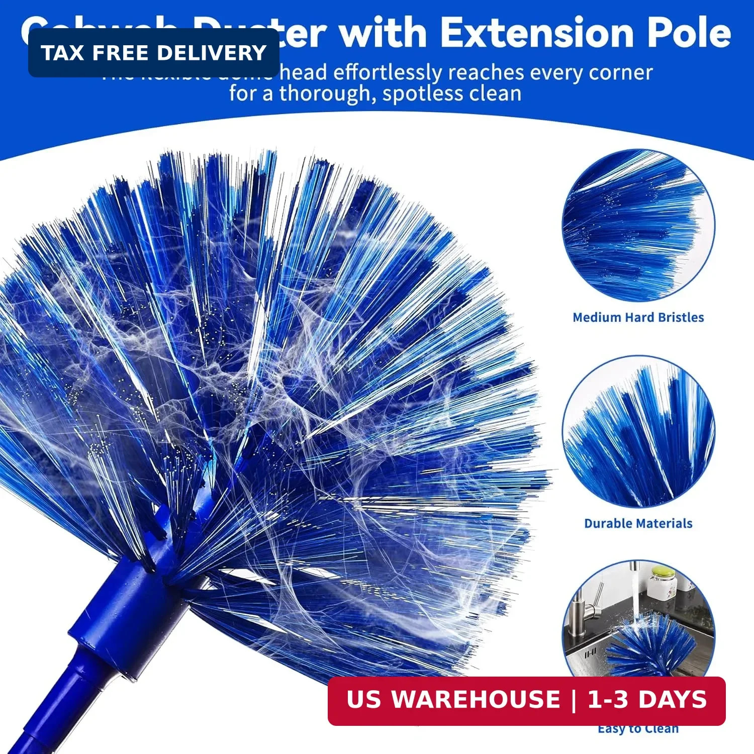 Dusters for Cleaning, Duster with Extension Pole 5 in 1 Kit, Cobweb Duster, Long