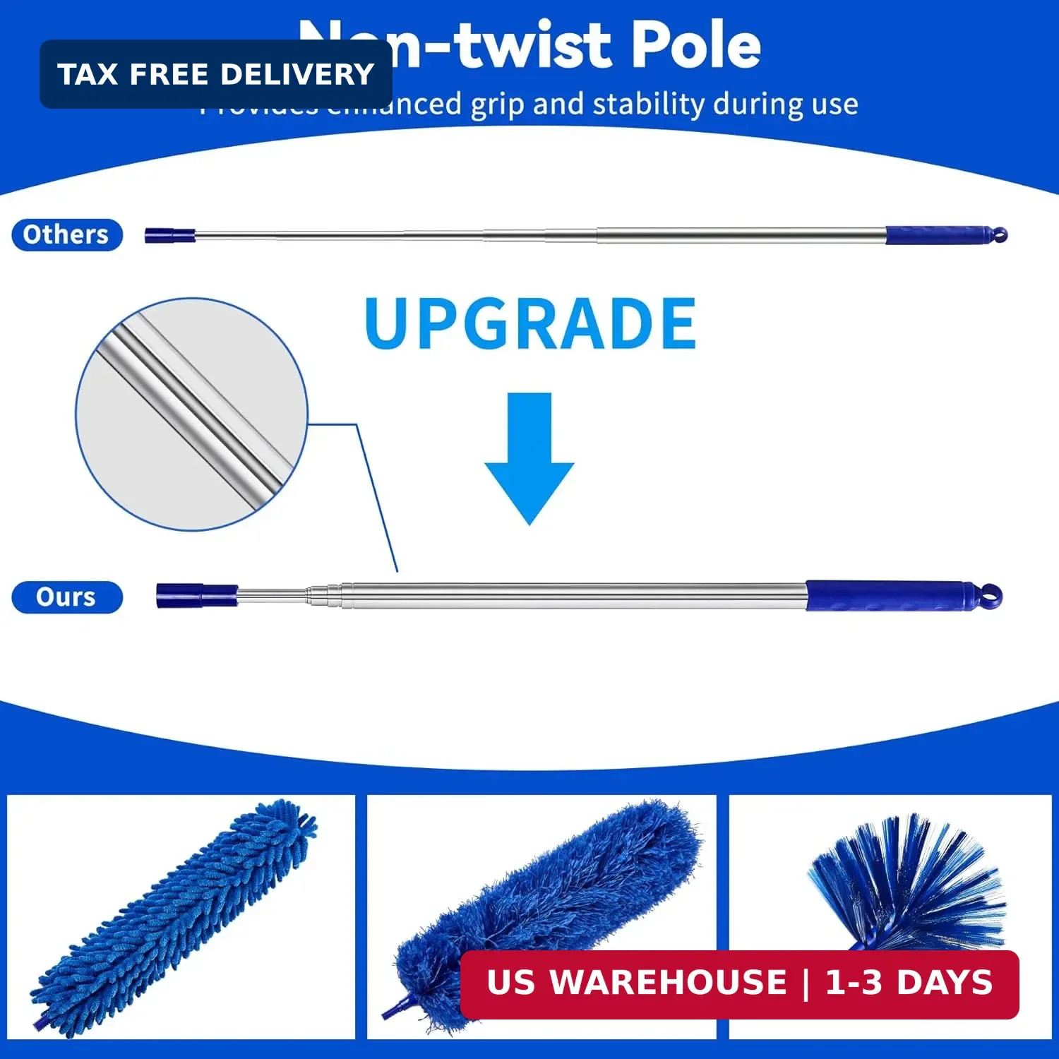Dusters for Cleaning, Duster with Extension Pole 5 in 1 Kit, Cobweb Duster, Long