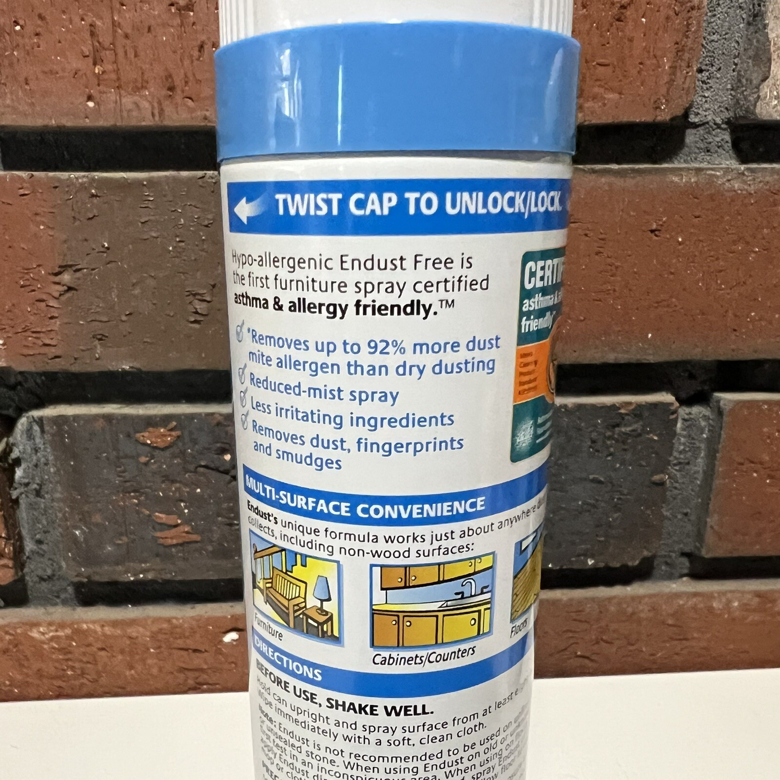 2 Endust Fragrance Free Hypo-Allergenic Dusting and Cleaning Spray, 10 Fl Oz