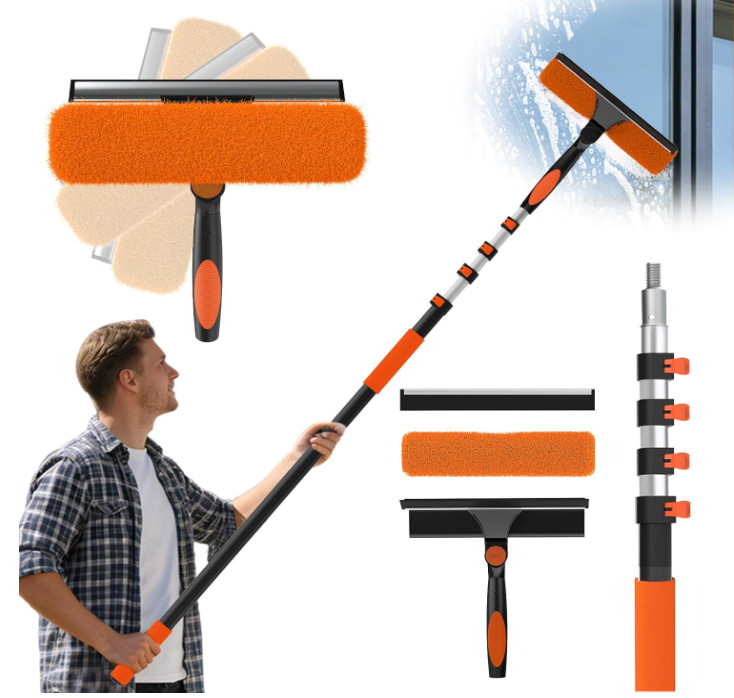 Kit Limpiavidrios 25 Pies con Poste Extensible para Ventanas Altas