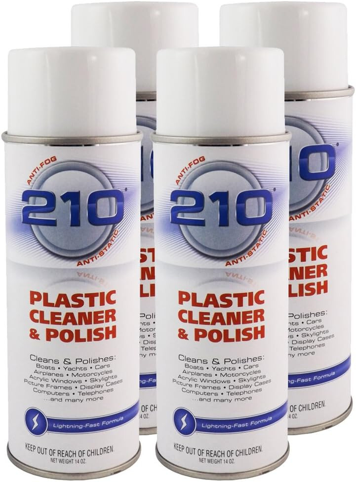 210 Plastic Cleaner & Polish 4-Pack 14 oz Marine Isinglass, Plexiglas Camco