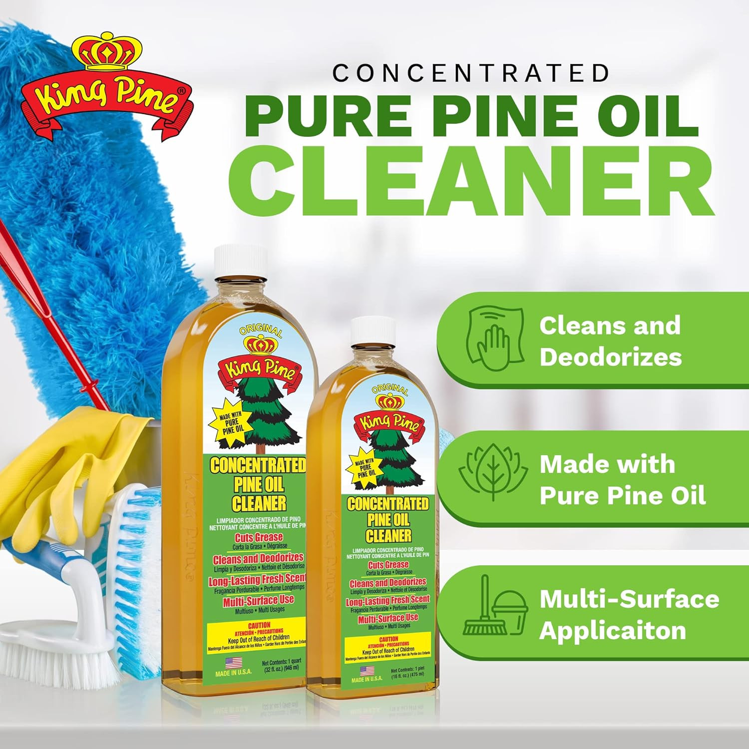 Concentrated Pine Oil Multi-Surface Cleaner Industrial Strength, Gold, 16 Fl Oz