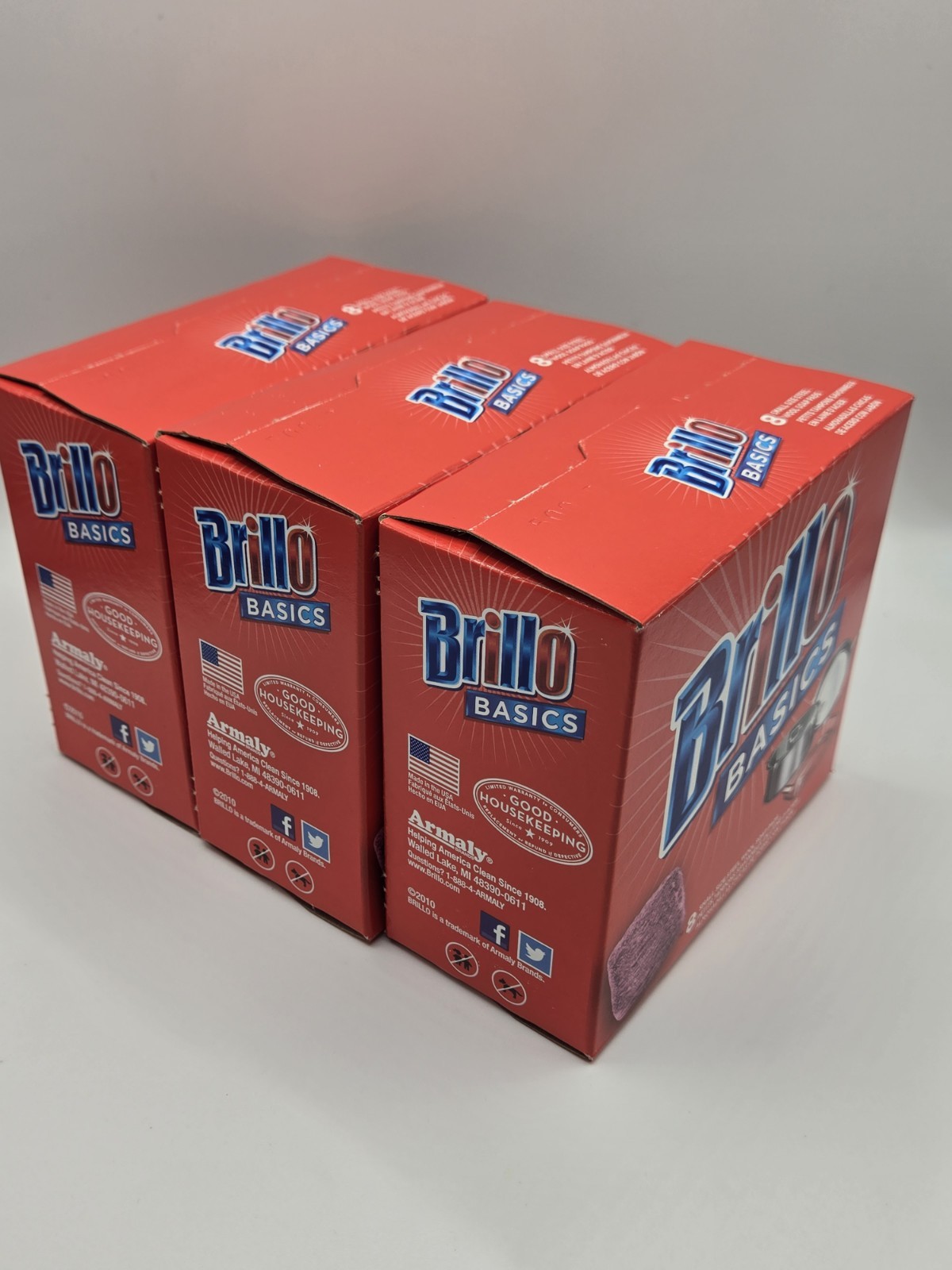 Brillo Basics Steel Wool Soap Pads – 8 Count Box – 3 Boxes (24 Soap Pads)