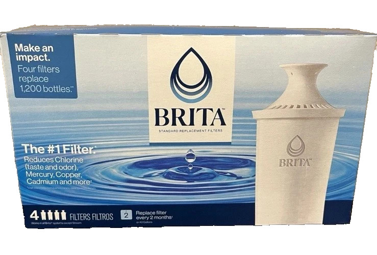 Brita Standard Water Filter Replacement Cartridges, 4-Pack, Reduces Chlorine