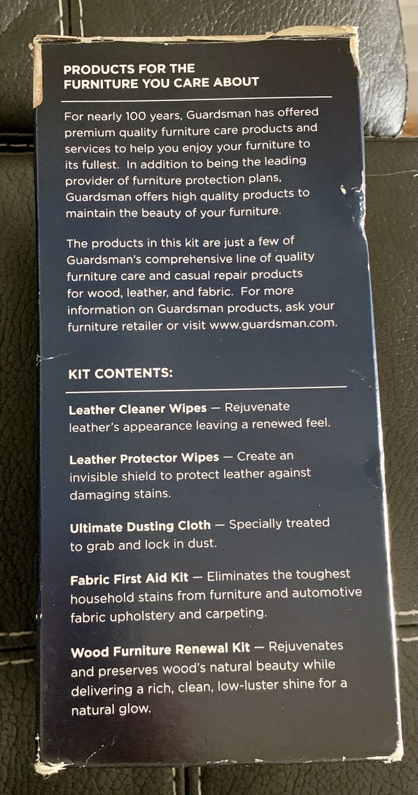 Guardsman Furniture Care Kit For Fabric Leather Wood In Original Box Wipes Cloth