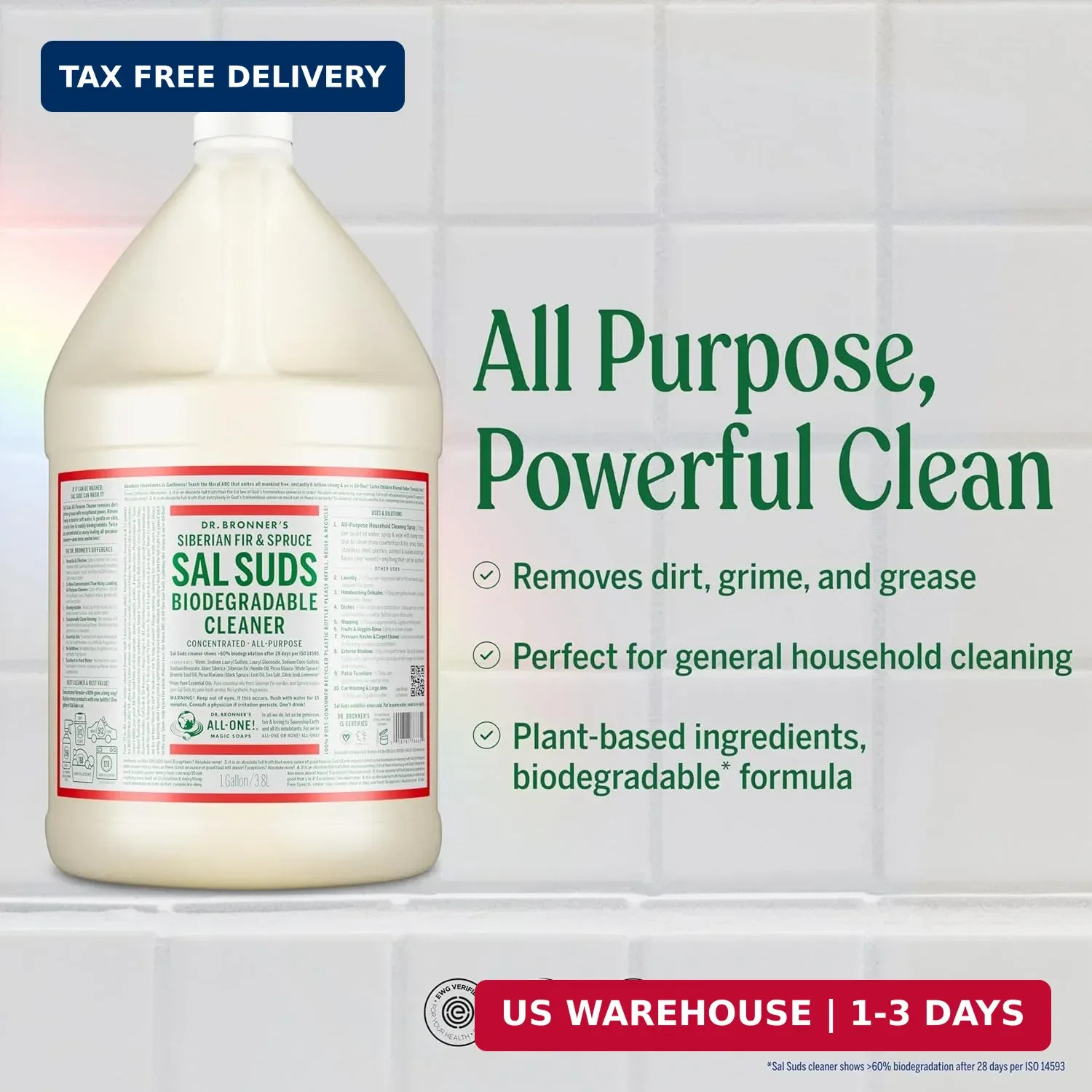 Dr. Bronner’s Sal Suds Biodegradable Cleaner (Fir & Spruce, 1 Gallon) – All-Purp