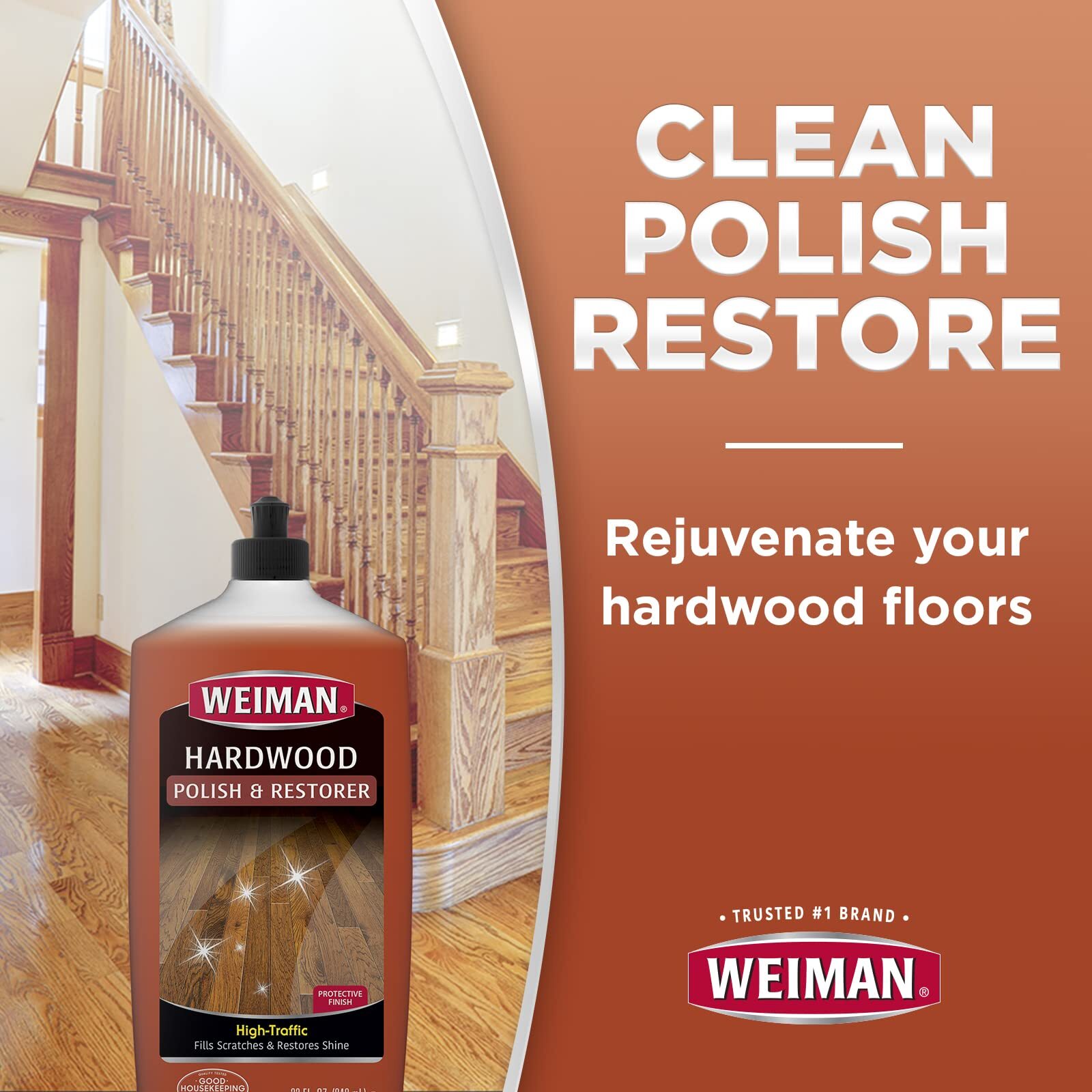 Weiman Hardwood Floor Cleaner and Polish – 128 Ounce Cleaner and 32 Ounce Po…
