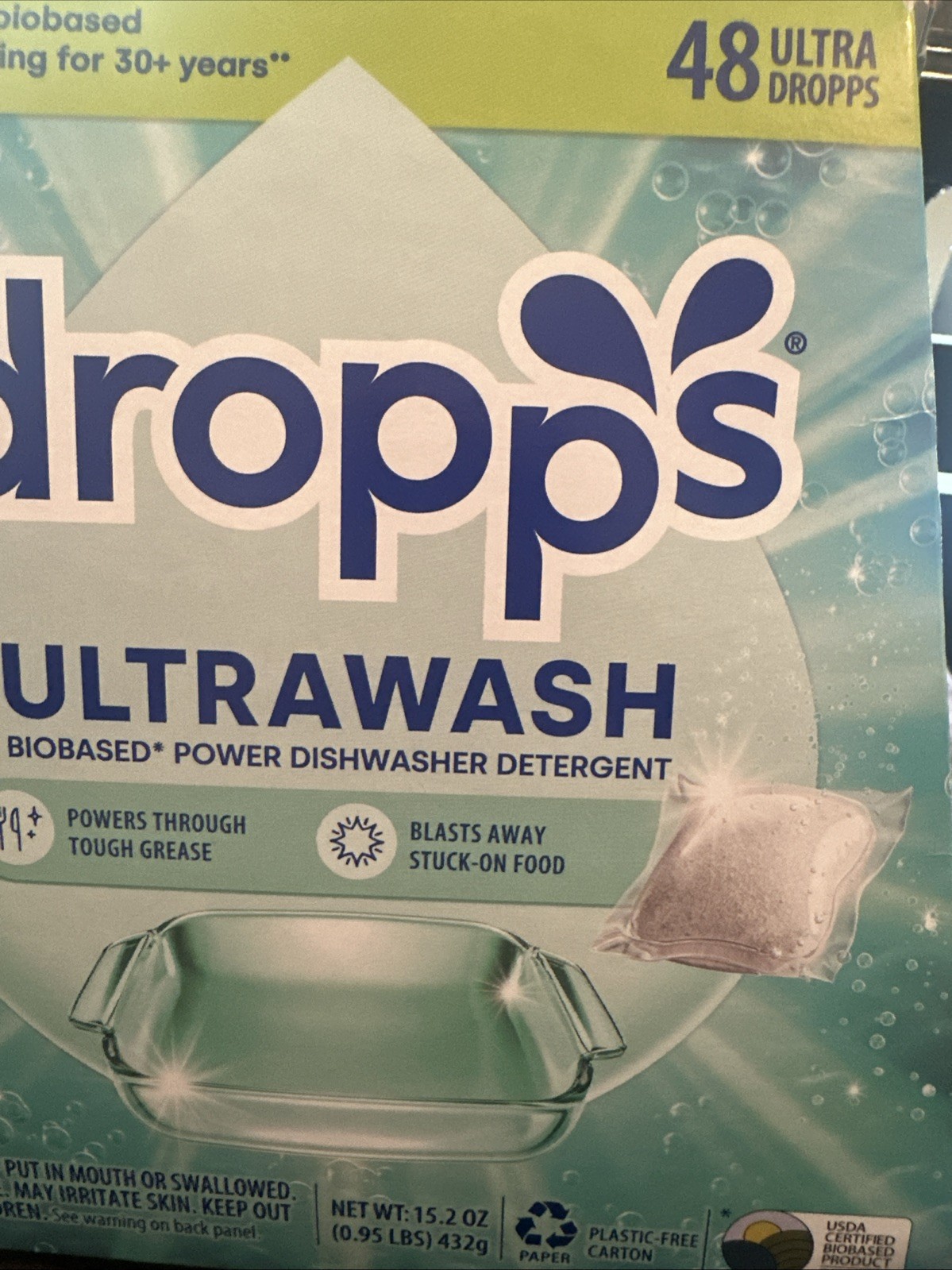 Dropp’s Ultra wash Biobased Dishwasher Detergent Pods 48 Ct Unscented