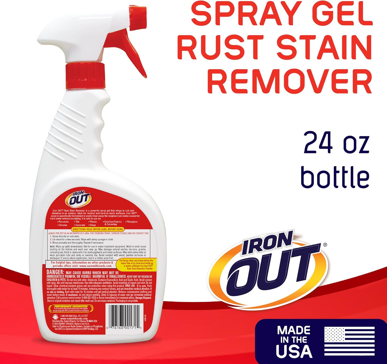 Iron OUT Rust Stain Remover Spray Gel, Remove Rust Stains in Bathrooms, Kitchens
