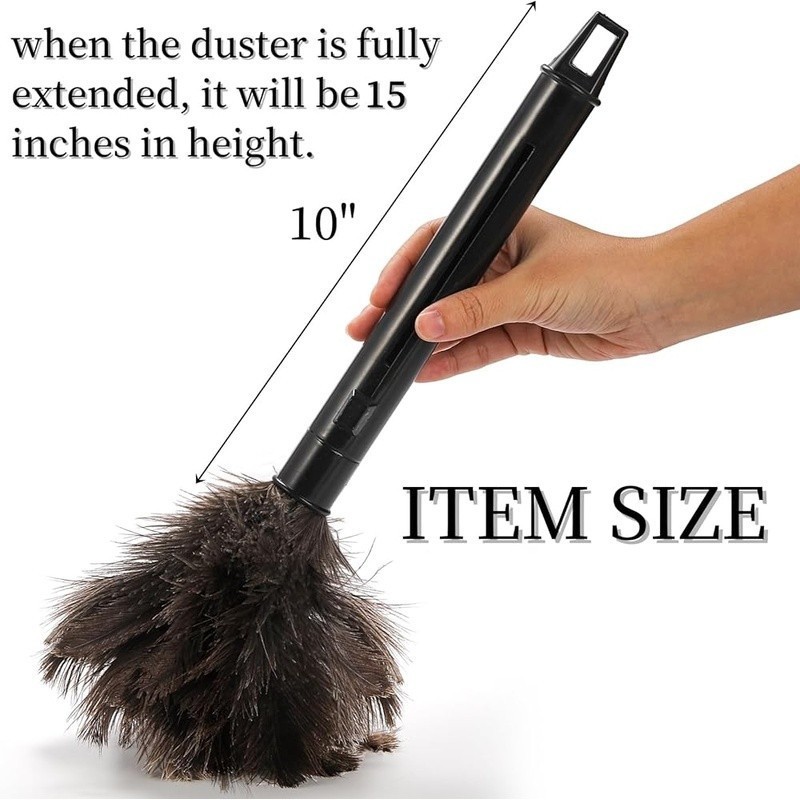 Extendable Feather Duster 2pcs Natural Ostrich Cleaning Tool Lightweight Dusting