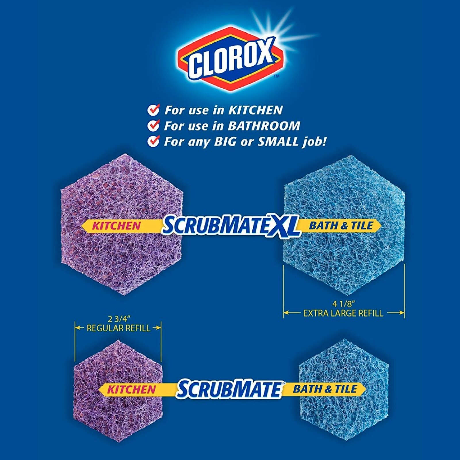 Clorox ScrubMate Bath Regular Scrubber Refill Pack; Includes 6 Refill Pads