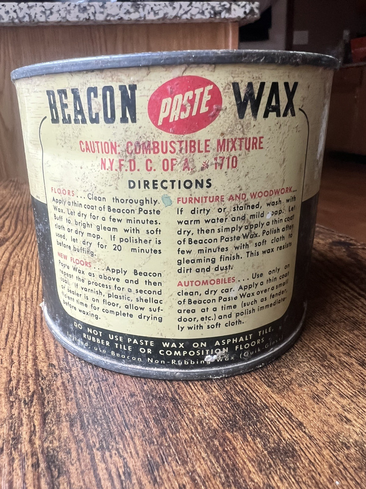 VTG BEACON Paste Wax 16 oz Tin Boston, Mass. USA