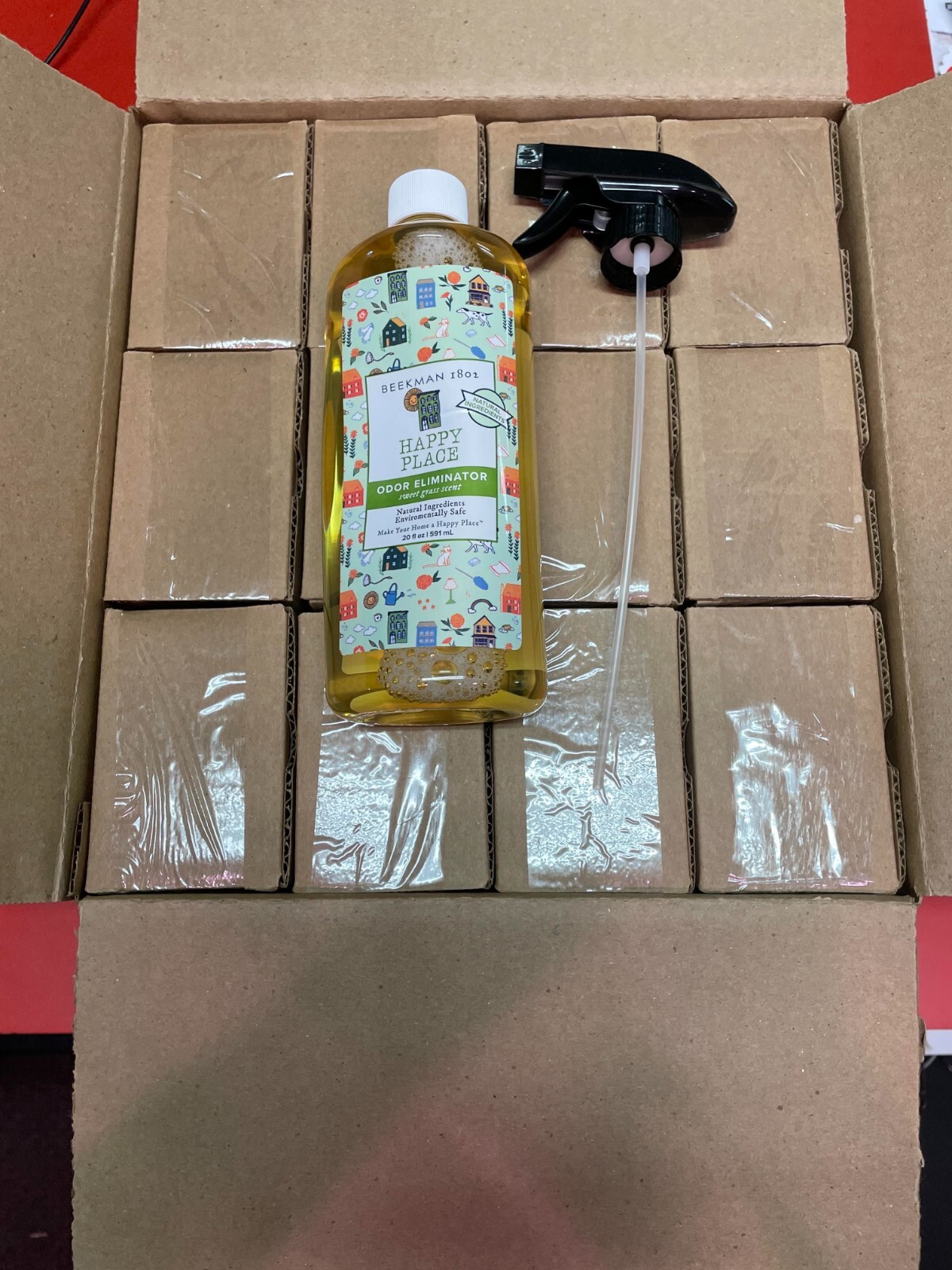12-Pack Beekman 1802 Odor Eliminator Happy Place, 20oz Bottles with Spray Nozzle