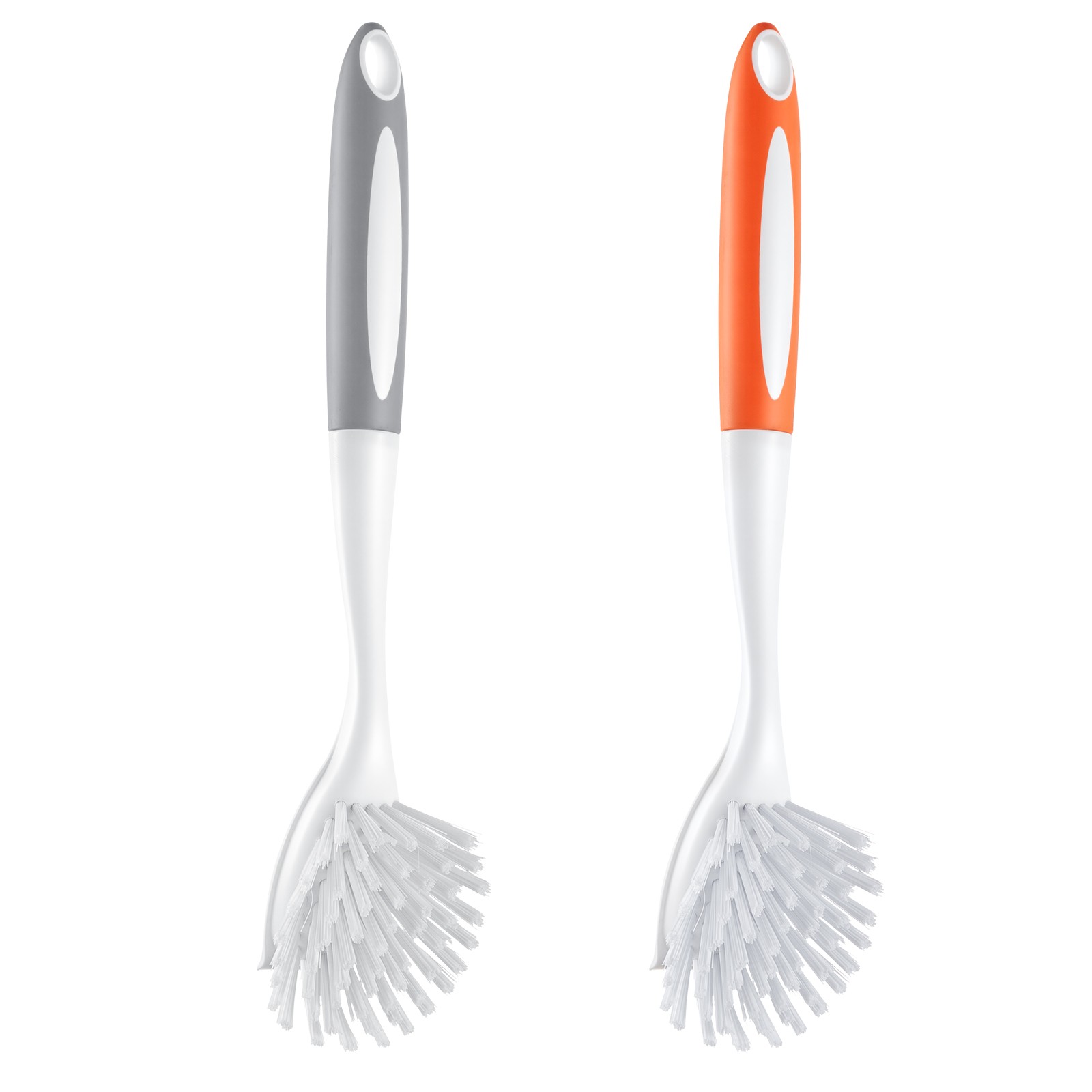 VEVOR Dish Brush 4 Pack Kitchen Scrub Brushes with PP Handle 2 Gray + 2 Orange