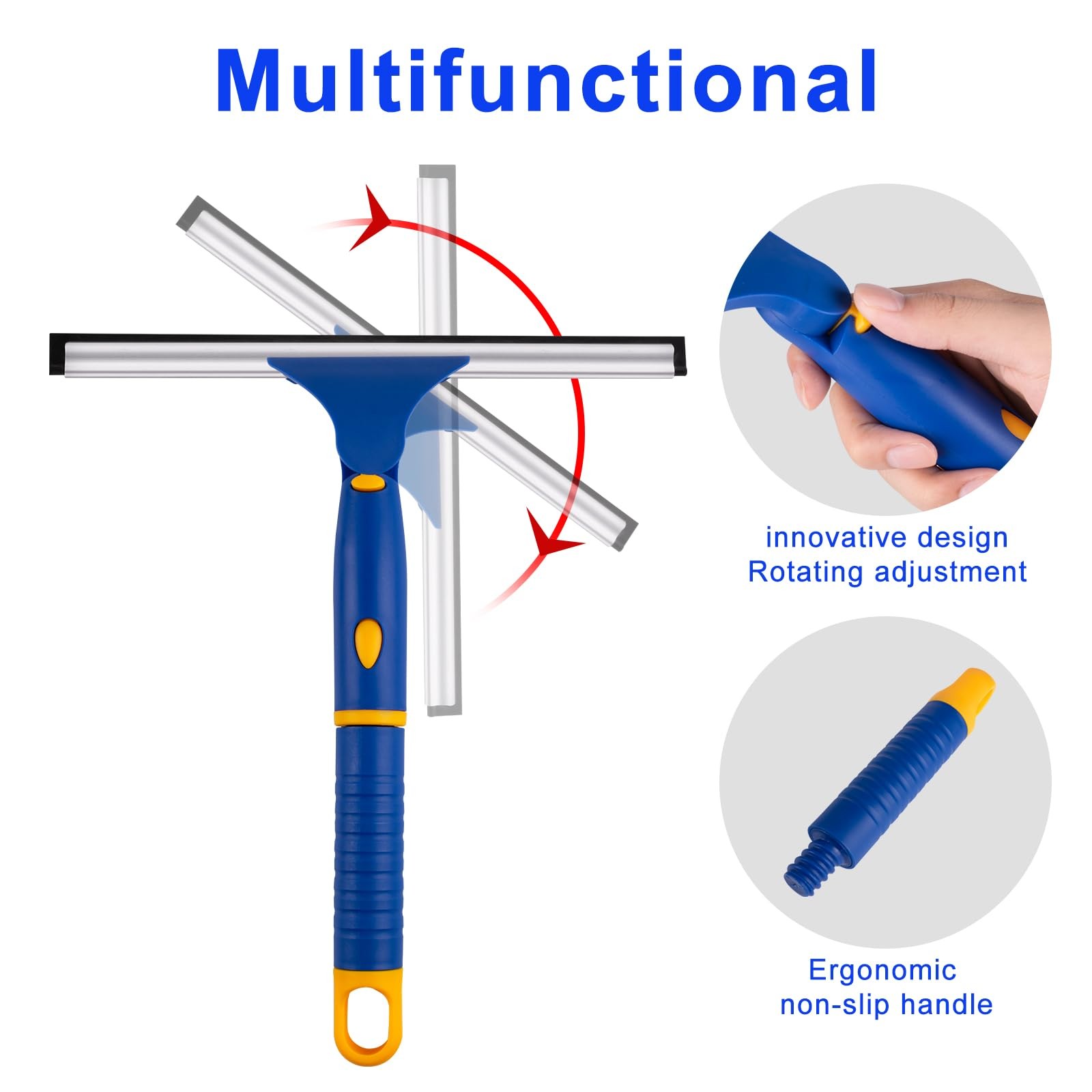 10″ Swivel Window Cleaning Squeegee, All-Purpose Anti-Slip Window Squeegee wi…