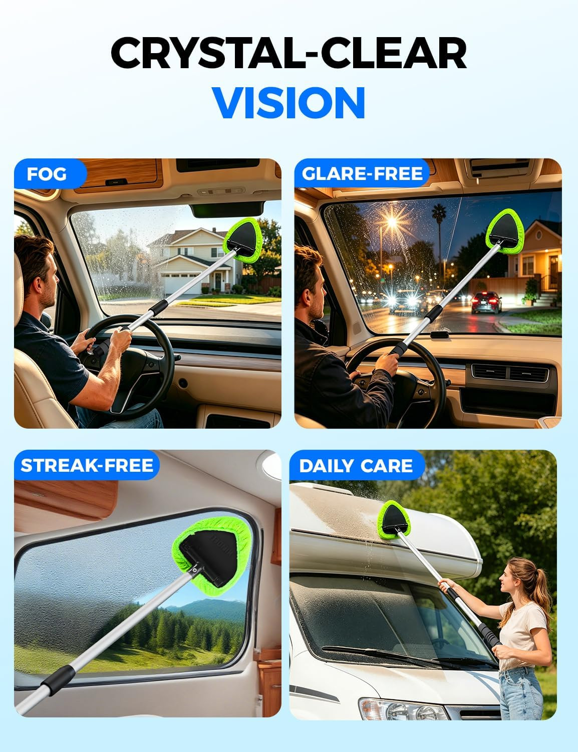 XINDELL 29-inch Windshield Cleaner Tool – Car Interior Window Cleaning Kit with