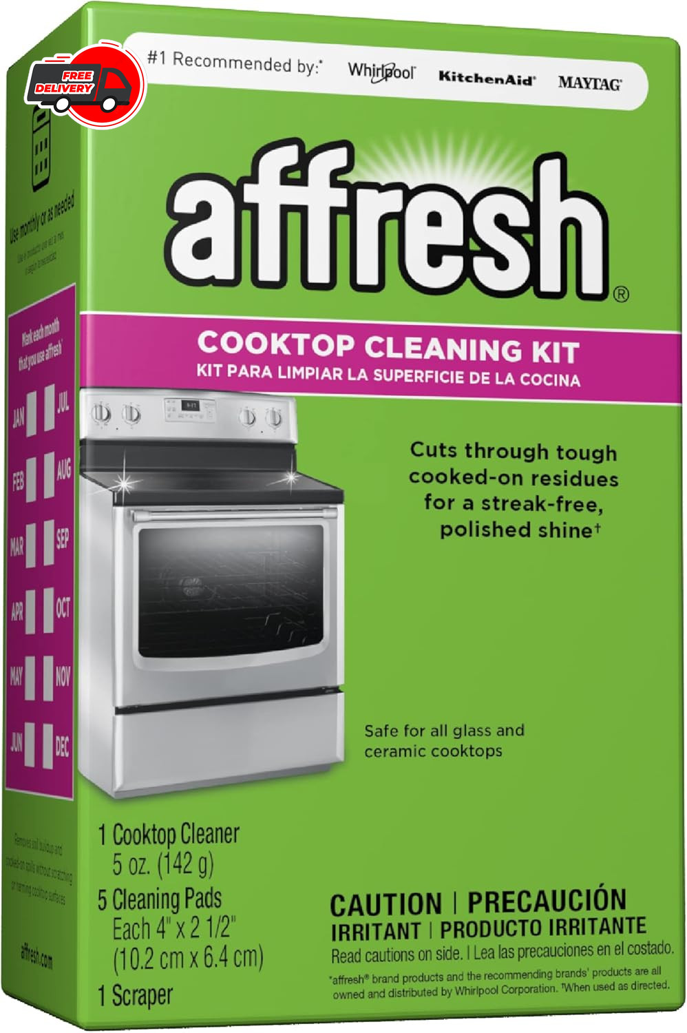 Affresh Cooktop Cleaning Kit, Includes 5 oz cleaner, 5 pads, 1 scraper