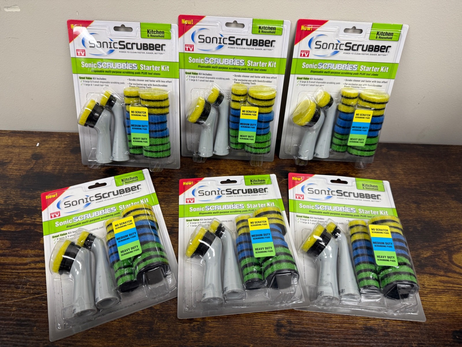 6 Sonic Scrubber Brushes Scrubbies Refills Starter Kit Kitchen & Household