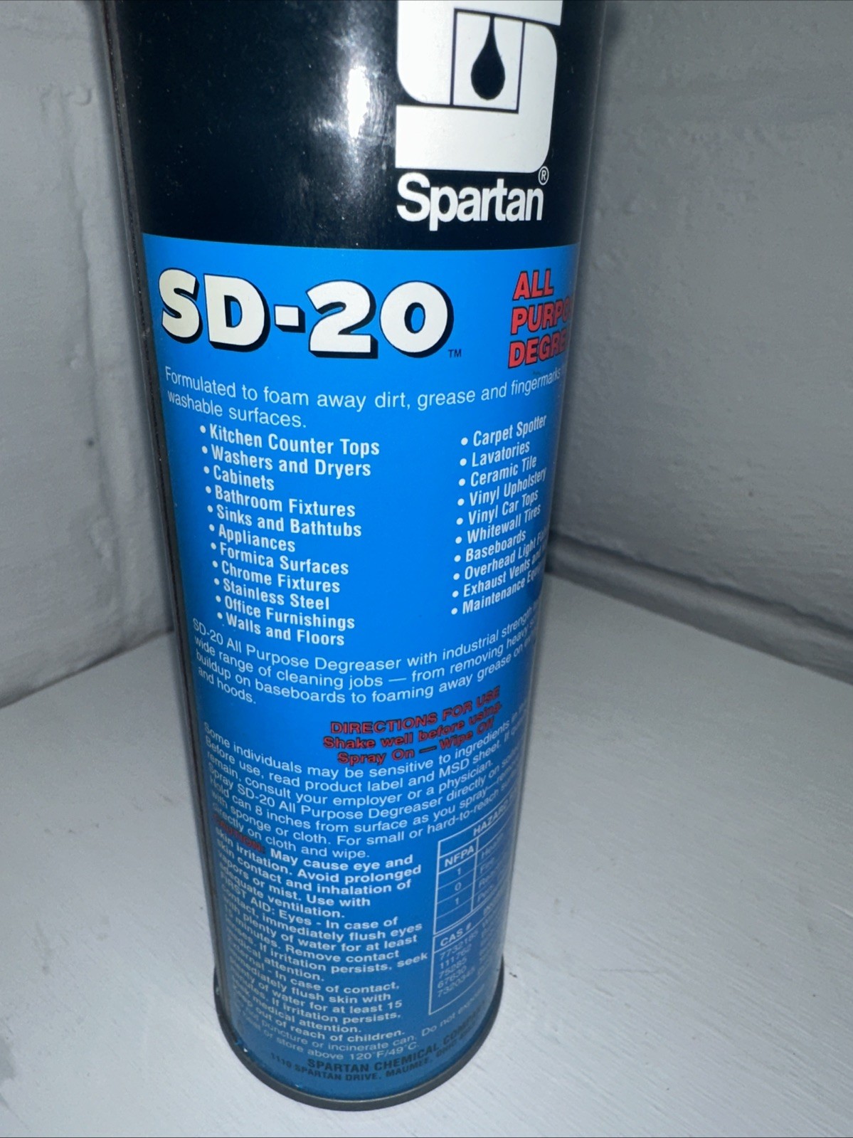 SPARTAN CHEMICAL SD-20 All-Purpose Degreaser Vintage 1998